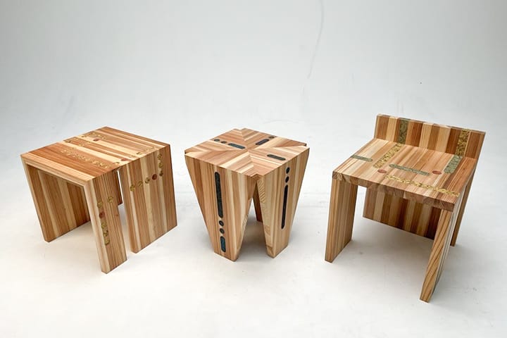 スギを原料とした木材料を用いたイスのデザイン