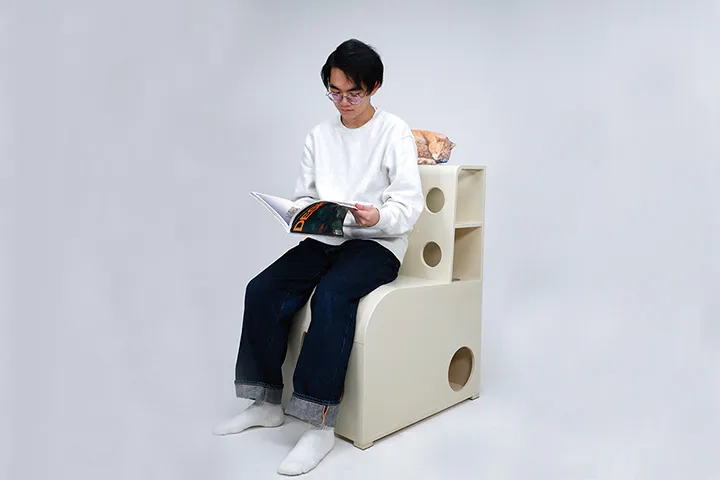 飼い主と猫の程よい距離感を保つ家具のデザイン提案