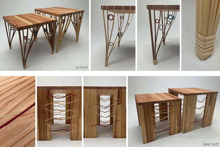 スギ材とタケ材を用いたネストテーブルのデザイン