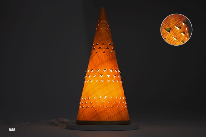 木の紙によるランプシェードのデザイン