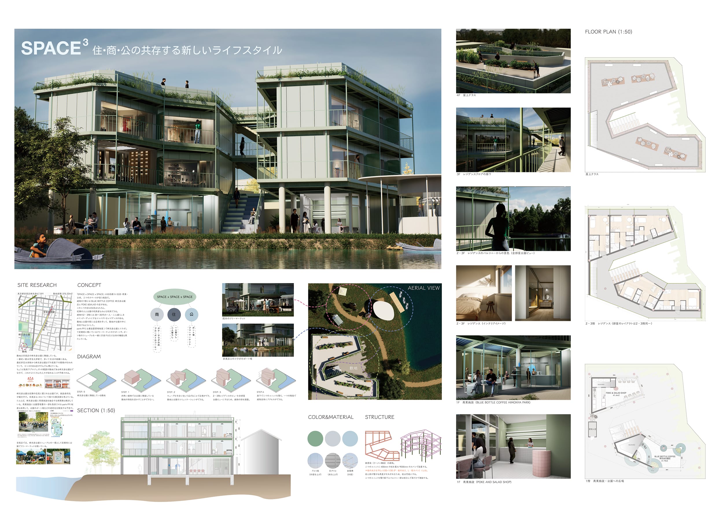 SPACE³　住・商・公の共存する新しいライフスタイル