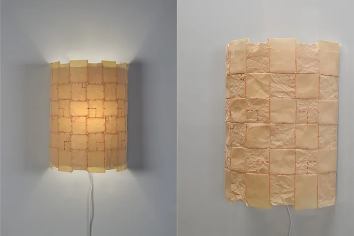 和紙の風合いを持つナオロンによるランプシェードの提案