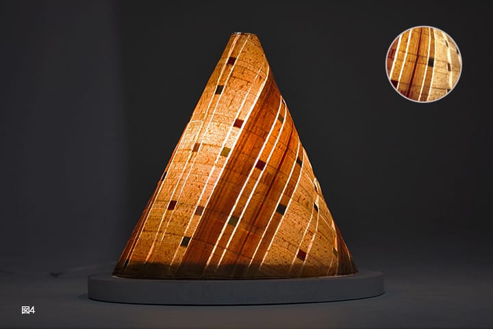 木の紙によるランプシェードのデザイン