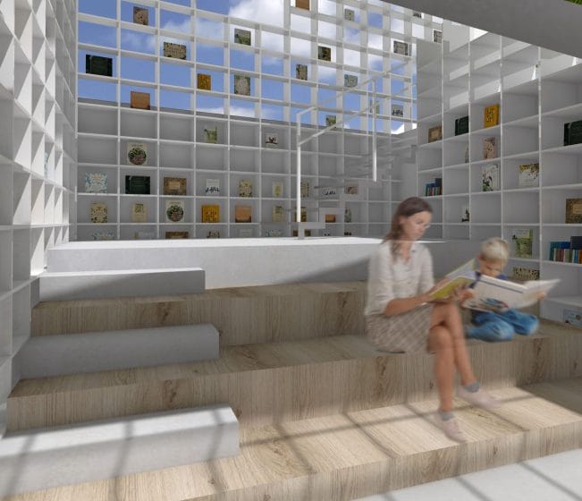 book shelves of the town