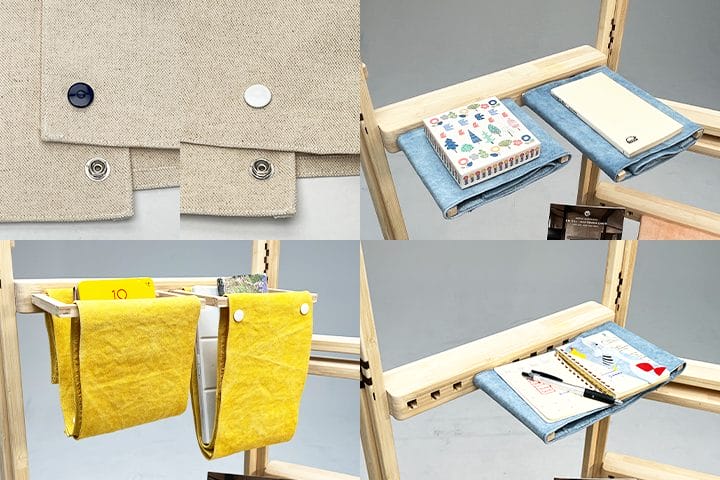 竹の集成材と布を用いた収納家具のデザイン