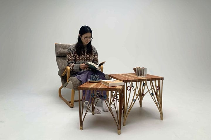 スギ材とタケ材を用いたネストテーブルのデザイン