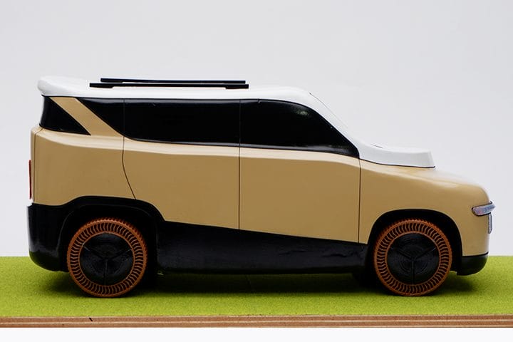 コンパクトなキャンピング向け自動車の外装デザイン提案