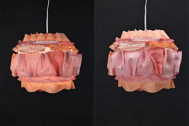 和紙の風合いを持つナオロンによるランプシェードの提案